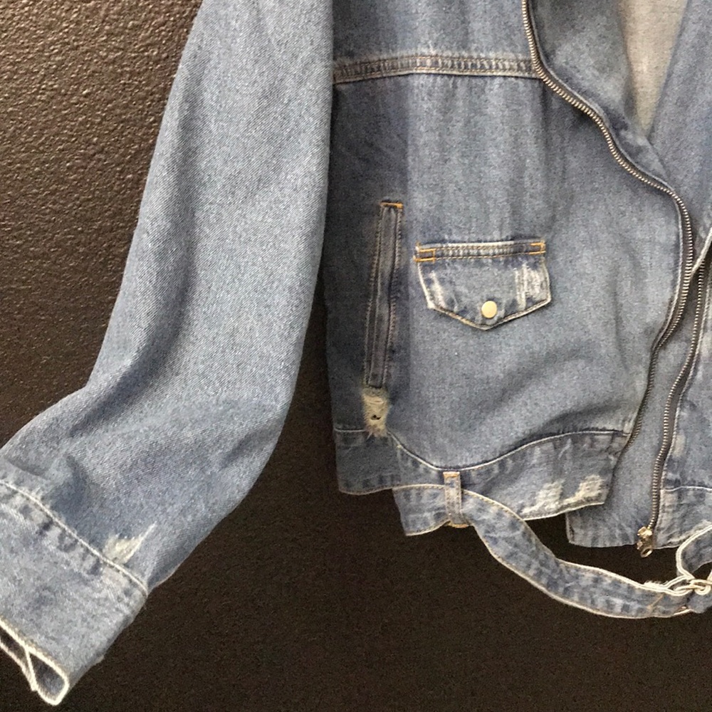 Essue Denim Bomber Jacket. Large Left! - Picture 5 of 8